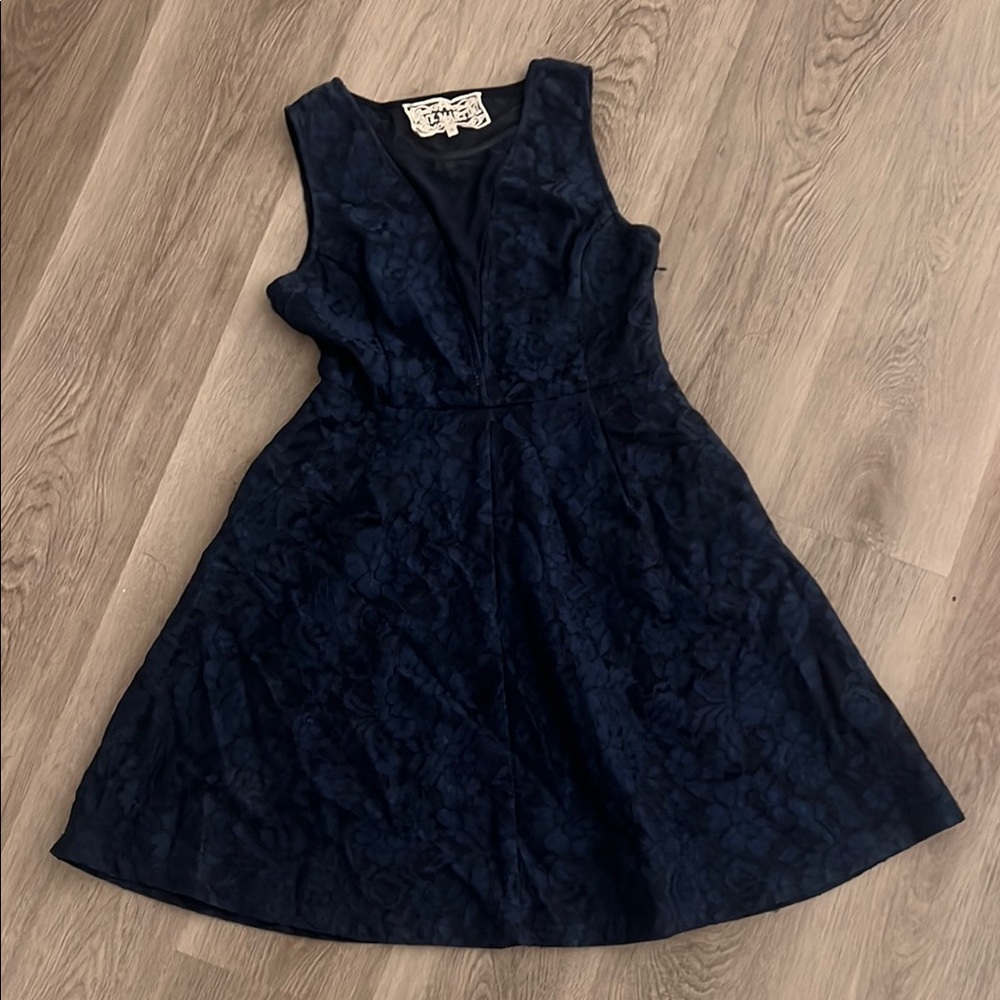 Pink Martini Navy Lace Dress with Mesh Front & Back - Size Small